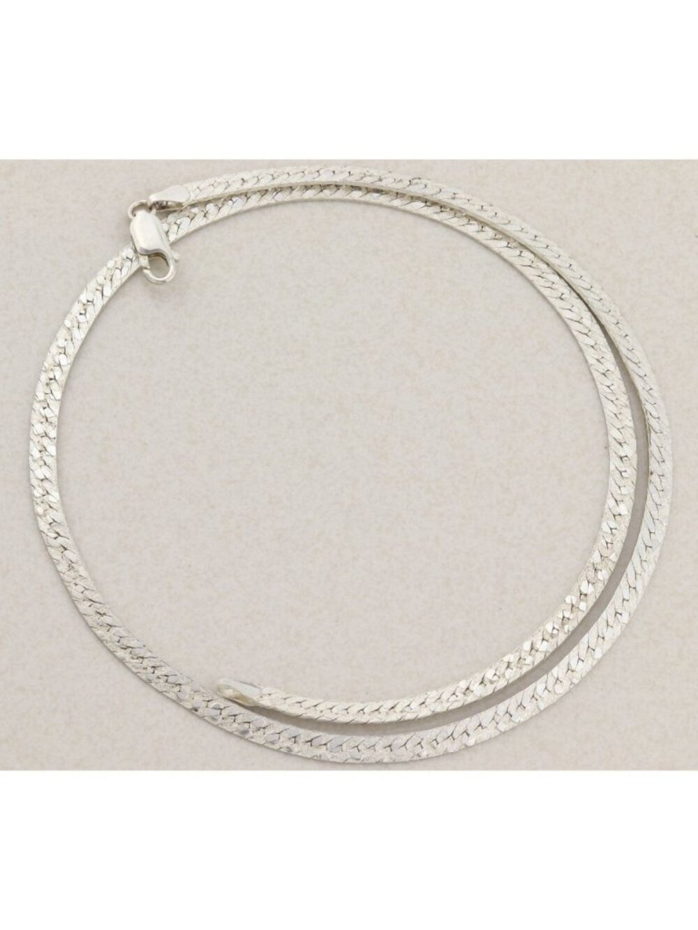 Sterling Silver Nugget Style Herringbone Chain Necklace 20 1/4 inch chain 4.2mm